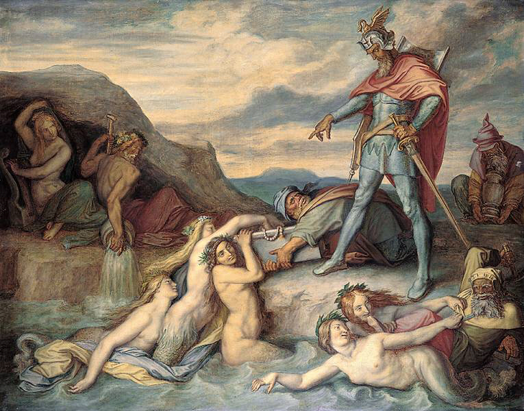 Hagen orders the hoard to be sunk in the Rhine